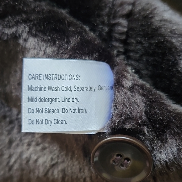 Gallery Brown Faux Fur Lined Coat Button Closure Women's Size XL - Picture 10 of 10